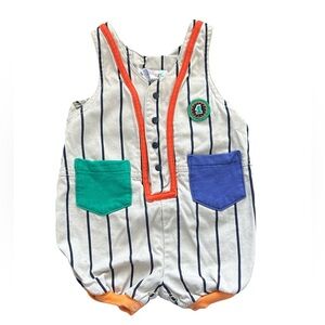 VTG Gymboree Rainbow Tag Baby Romper INFANT striper sport EUC 6-12 6M 9M 12M